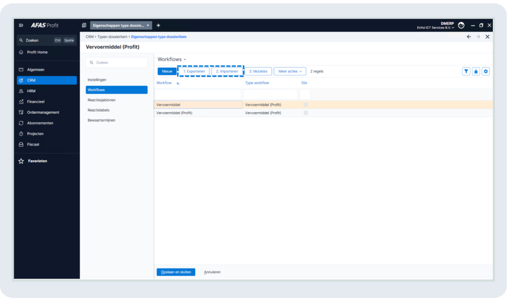 Workflows export-import